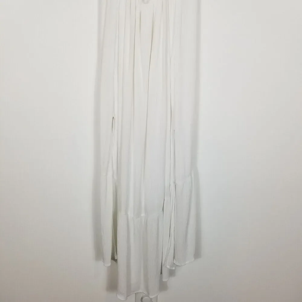 Abercrombie Fitch Women Button Through White Maxi Dress Sz L Spaghetti Straps‎